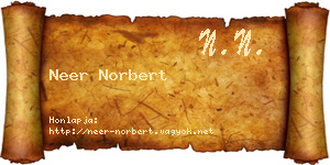 Neer Norbert névjegykártya